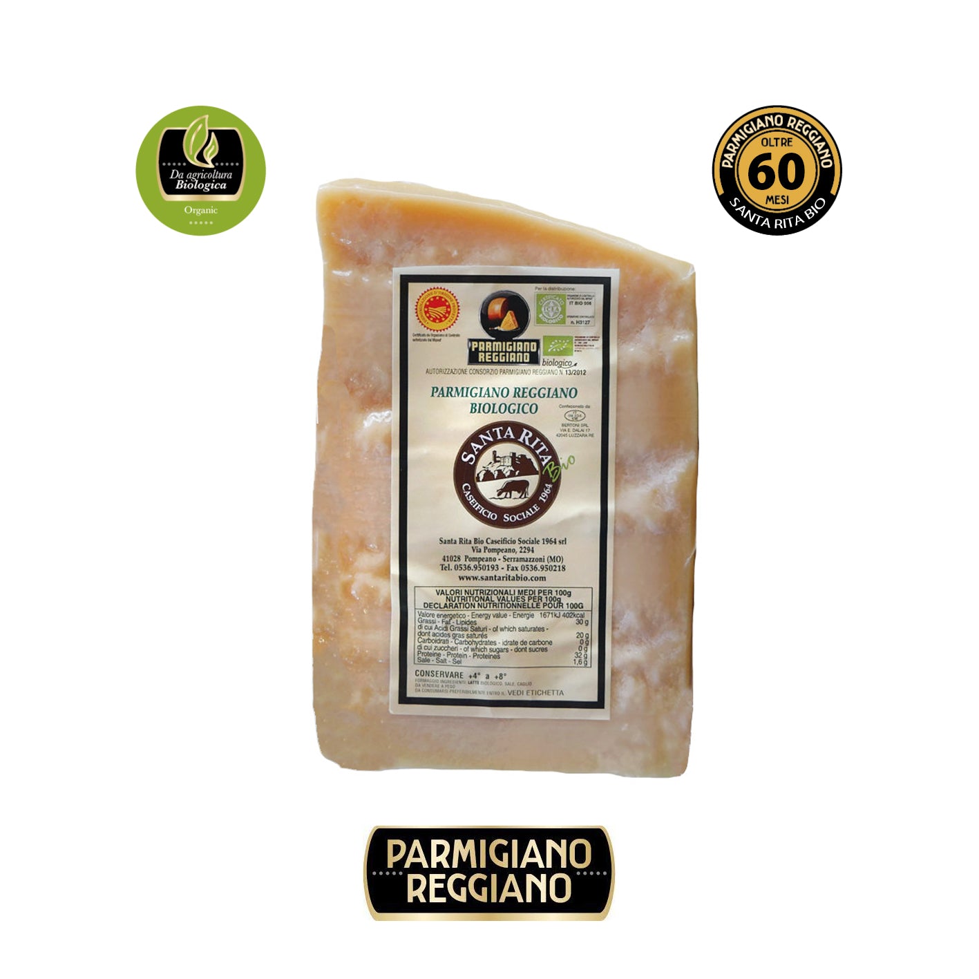 Parmigiano Reggiano BIO de MODENESE BLANC Vache Slow Food Presidium vieilli 60 mois